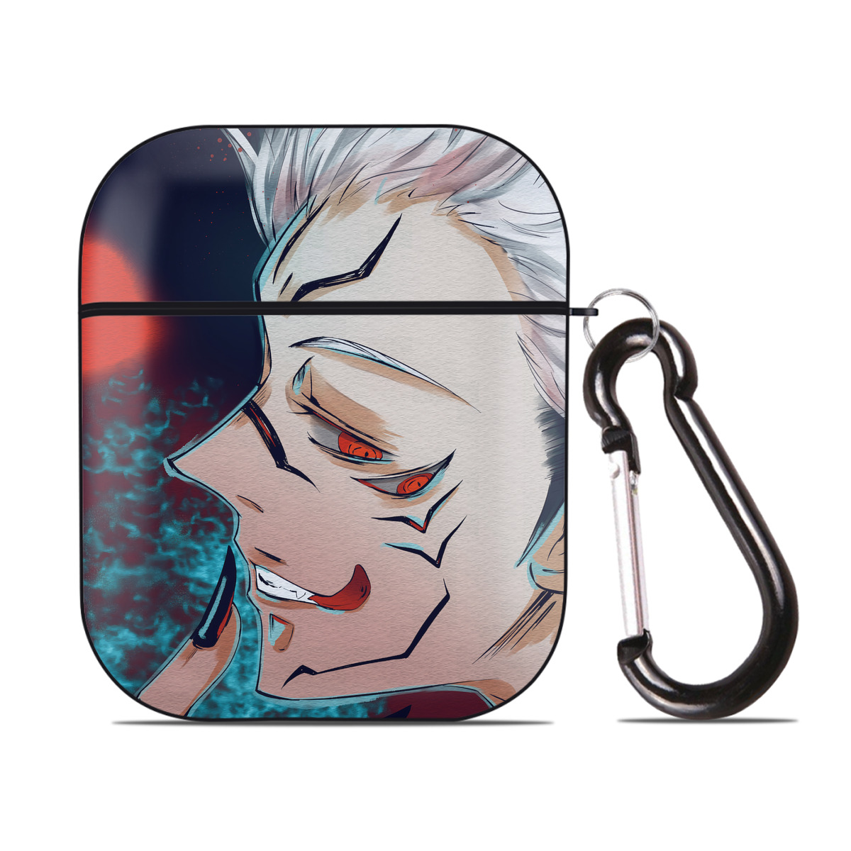 （画像用） 呪術廻戦 Jujutsu Kaisen AirPods 第2世代保護ケース ハードシェル ブラック 耐衝撃・防指紋・カラビナ付き