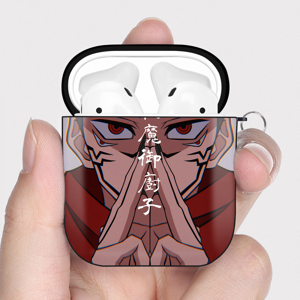 （画像用） 呪術廻戦 Jujutsu Kaisen AirPods 第2世代保護ケース ハードシェル ブラック 耐衝撃・防指紋・カラビナ付き