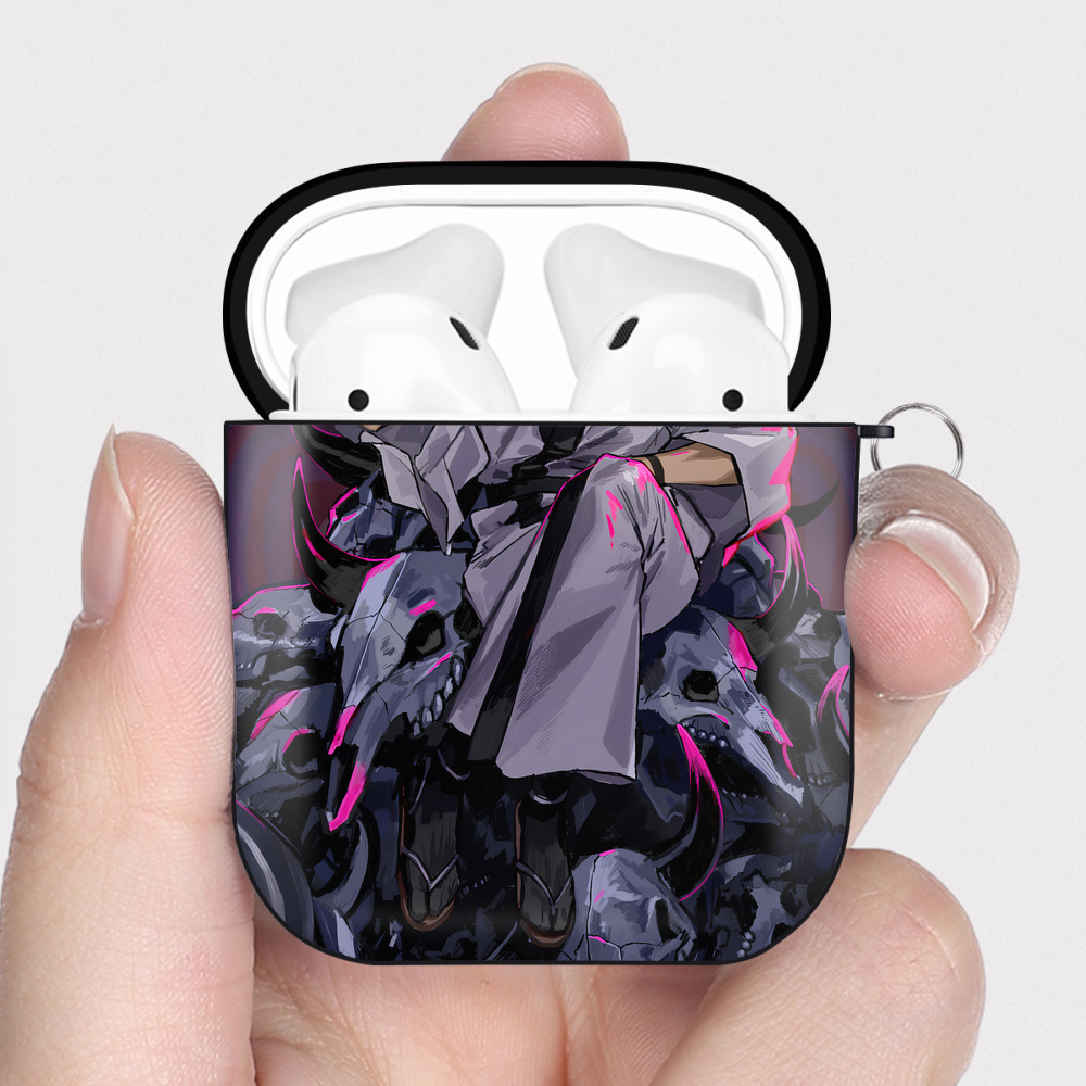 （画像用） 呪術廻戦 Jujutsu Kaisen AirPods 第2世代保護ケース ハードシェル ブラック 耐衝撃・防指紋・カラビナ付き