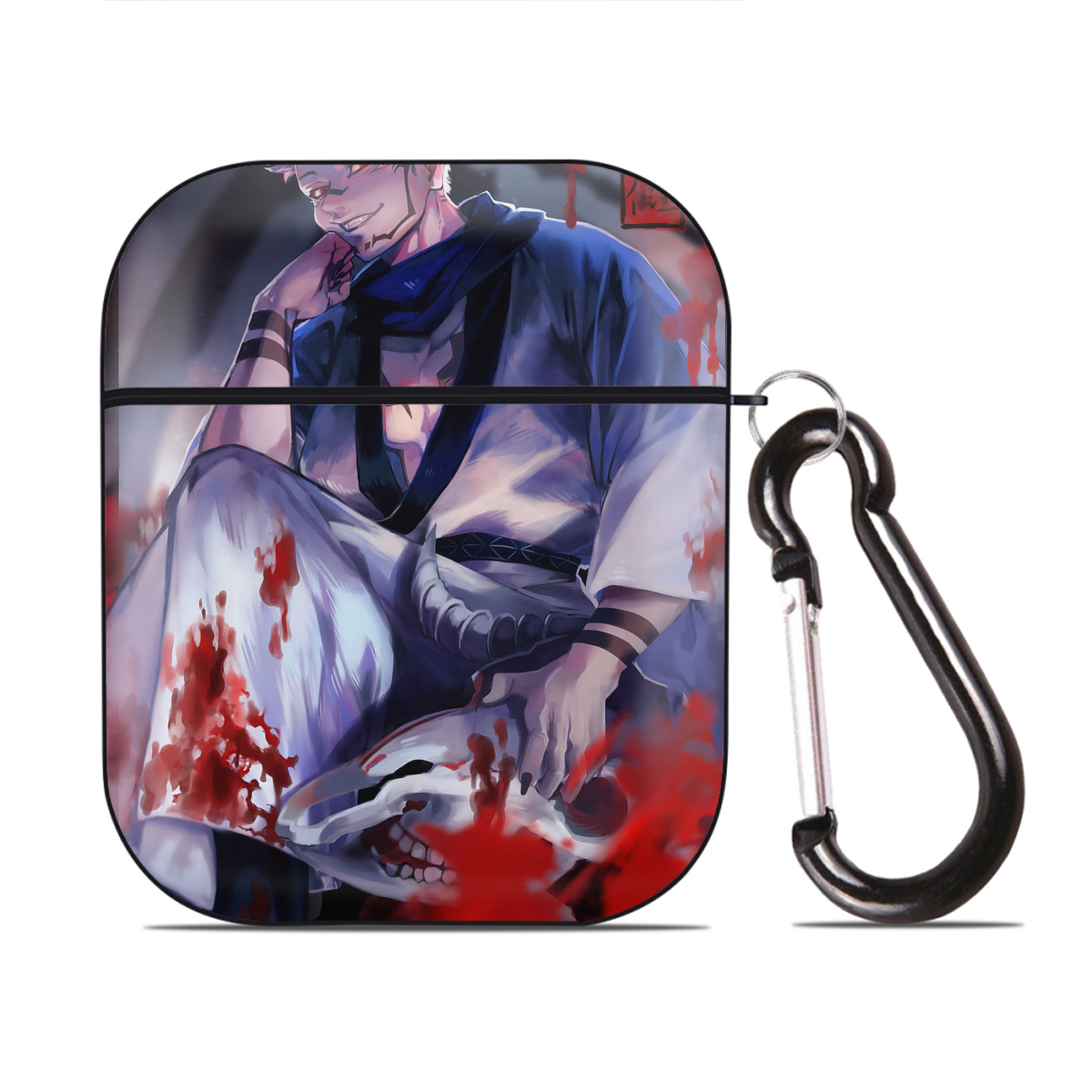 （画像用） 呪術廻戦 Jujutsu Kaisen AirPods 第2世代保護ケース ハードシェル ブラック 耐衝撃・防指紋・カラビナ付き