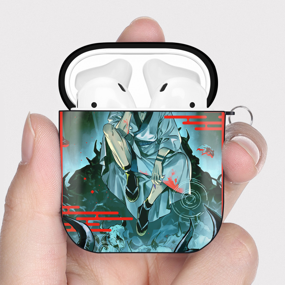 （画像用） 呪術廻戦 Jujutsu Kaisen AirPods 第2世代保護ケース ハードシェル ブラック 耐衝撃・防指紋・カラビナ付き