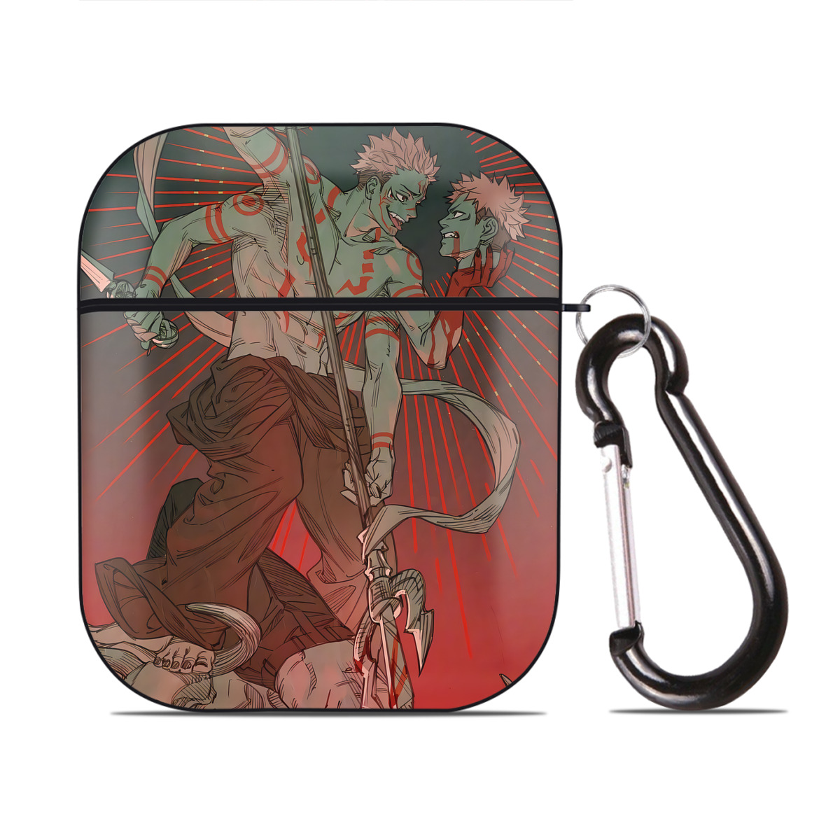 （画像用） 呪術廻戦 Jujutsu Kaisen AirPods 第2世代保護ケース ハードシェル ブラック 耐衝撃・防指紋・カラビナ付き