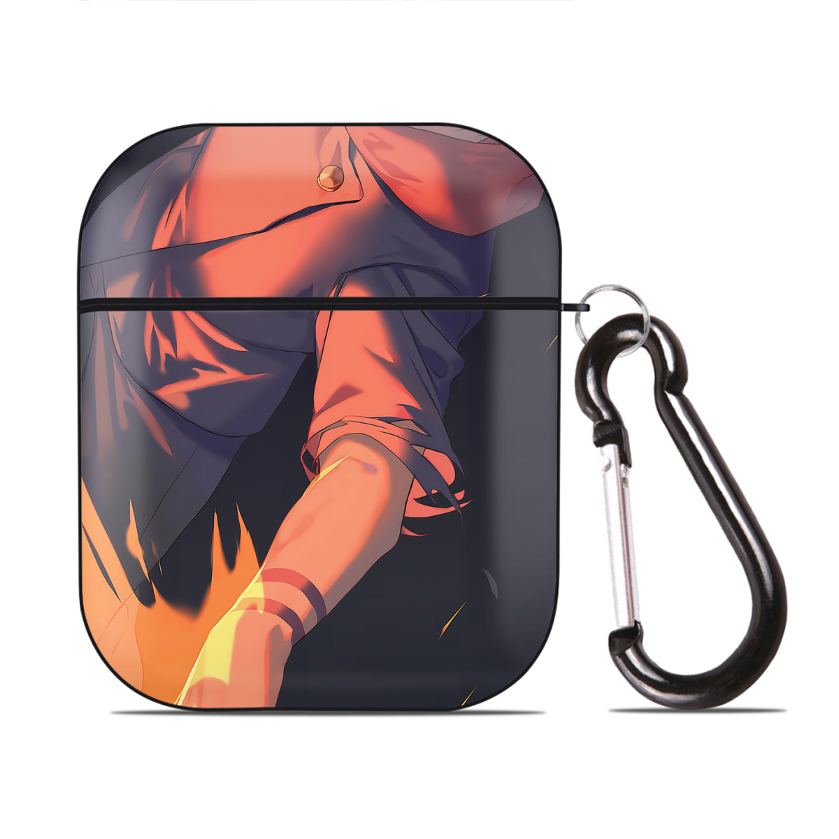 （画像用） 呪術廻戦 Jujutsu Kaisen AirPods 第2世代保護ケース ハードシェル ブラック 耐衝撃・防指紋・カラビナ付き