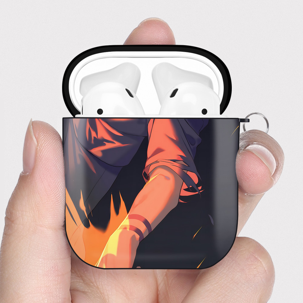 （画像用） 呪術廻戦 Jujutsu Kaisen AirPods 第2世代保護ケース ハードシェル ブラック 耐衝撃・防指紋・カラビナ付き