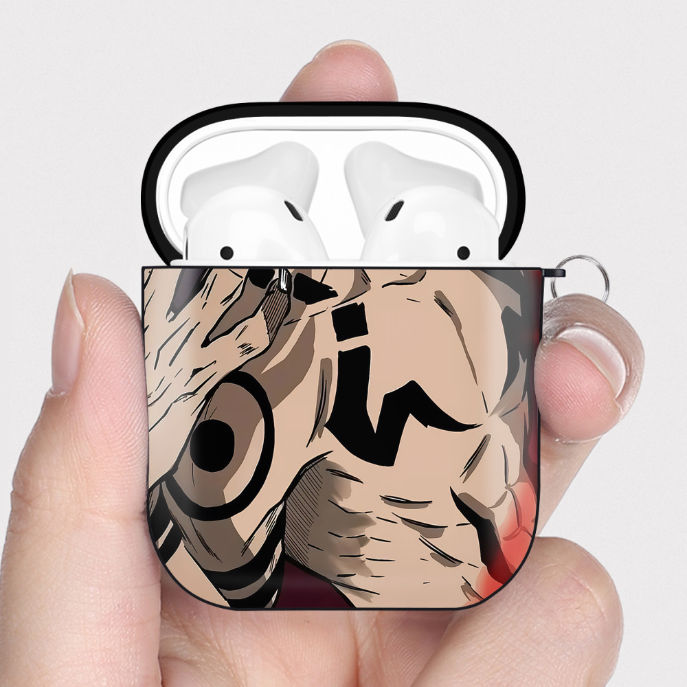 （画像用） 呪術廻戦 Jujutsu Kaisen AirPods 第2世代保護ケース ハードシェル ブラック 耐衝撃・防指紋・カラビナ付き