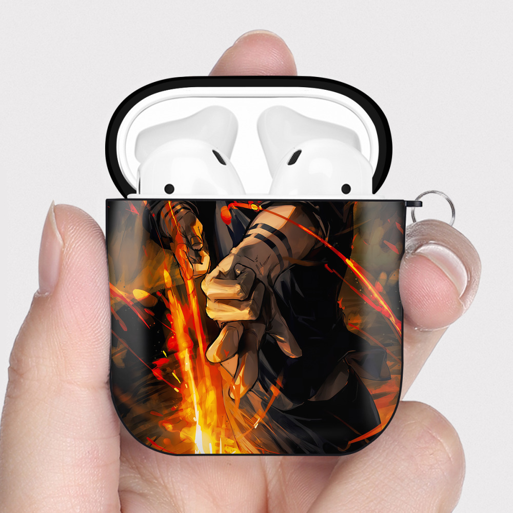 （画像用） 呪術廻戦 Jujutsu Kaisen AirPods 第2世代保護ケース ハードシェル ブラック 耐衝撃・防指紋・カラビナ付き