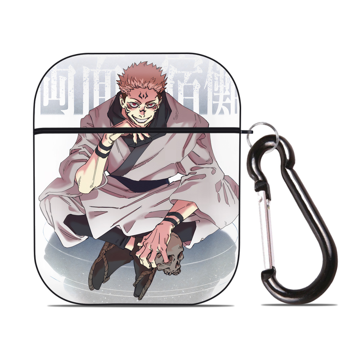 （画像用） 呪術廻戦 Jujutsu Kaisen AirPods 第2世代保護ケース ハードシェル ブラック 耐衝撃・防指紋・カラビナ付き