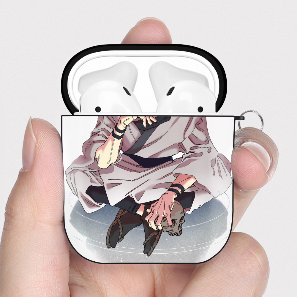 （画像用） 呪術廻戦 Jujutsu Kaisen AirPods 第2世代保護ケース ハードシェル ブラック 耐衝撃・防指紋・カラビナ付き