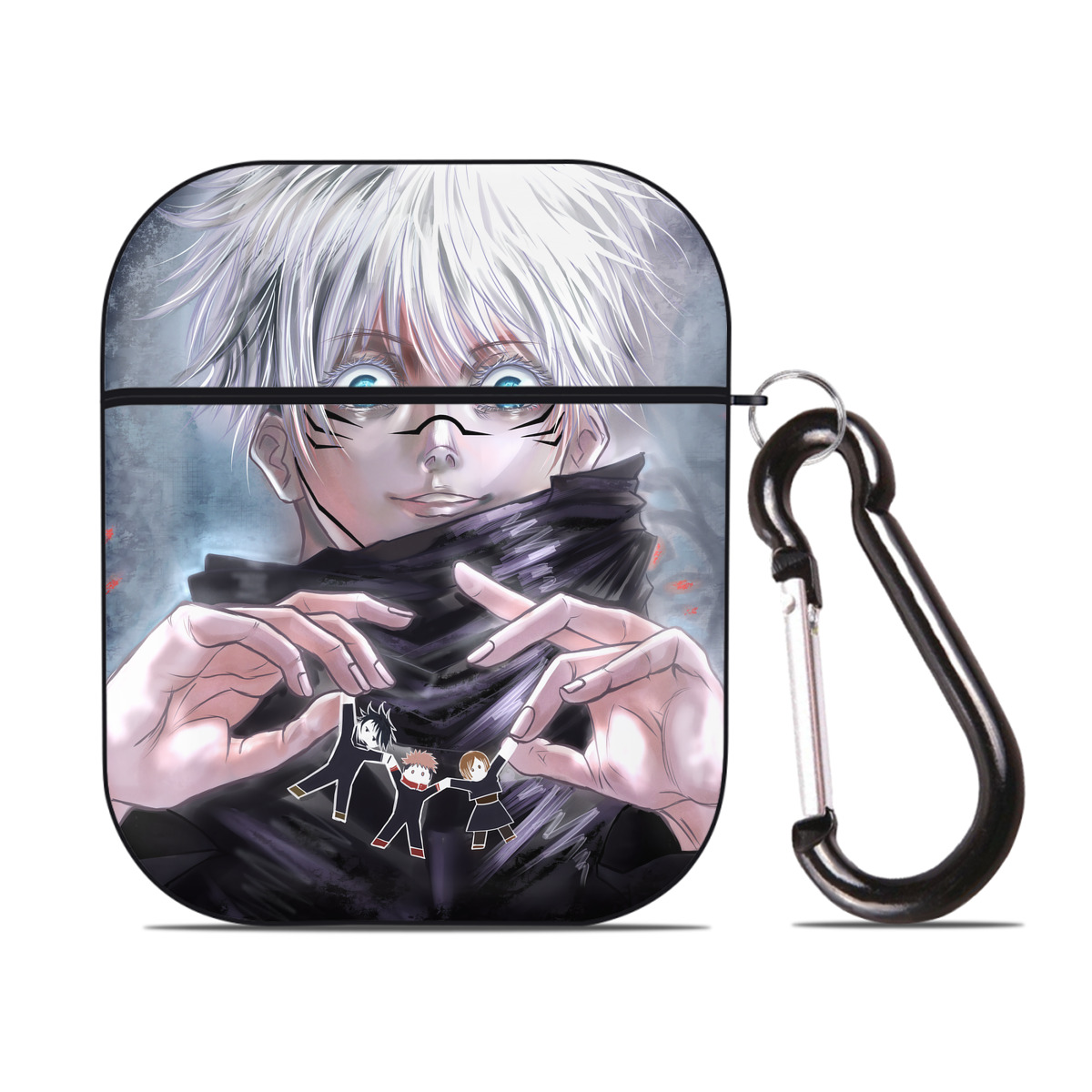（画像用） 呪術廻戦 Jujutsu Kaisen AirPods 第2世代保護ケース ハードシェル ブラック 耐衝撃・防指紋・カラビナ付き