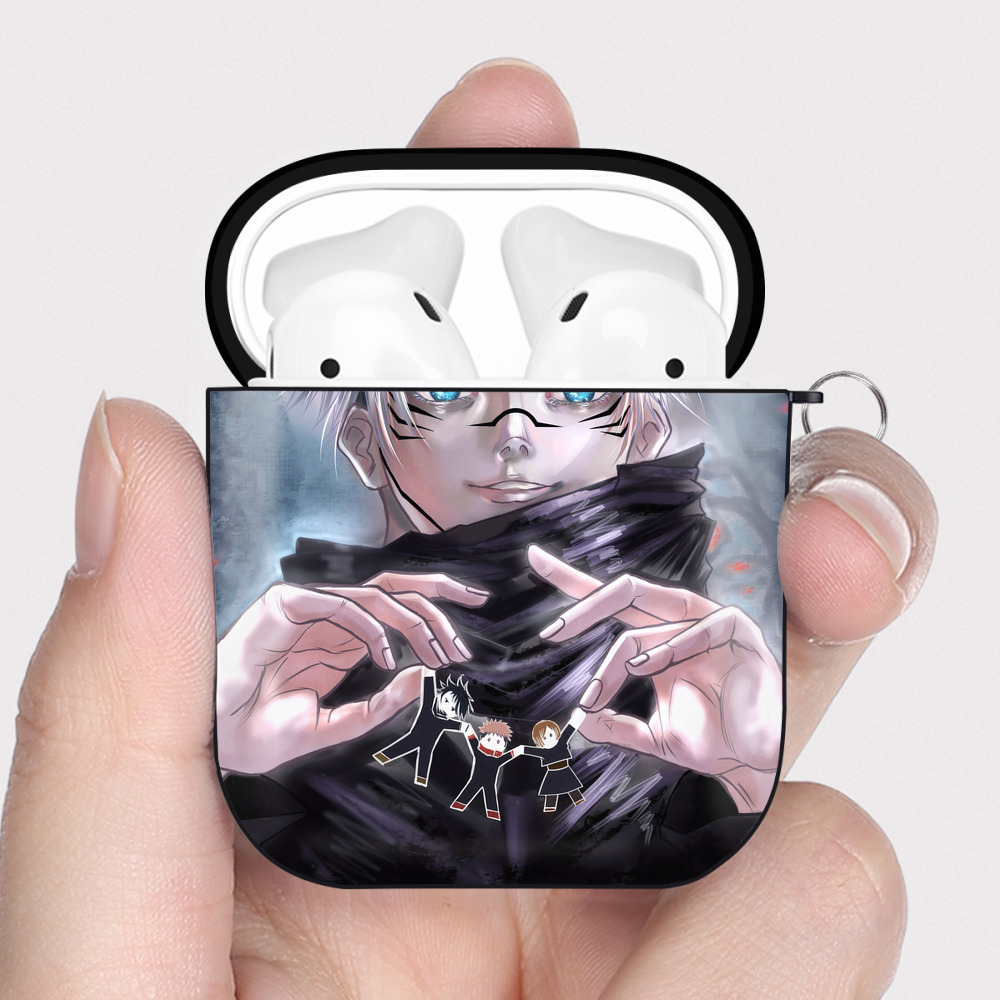 （画像用） 呪術廻戦 Jujutsu Kaisen AirPods 第2世代保護ケース ハードシェル ブラック 耐衝撃・防指紋・カラビナ付き