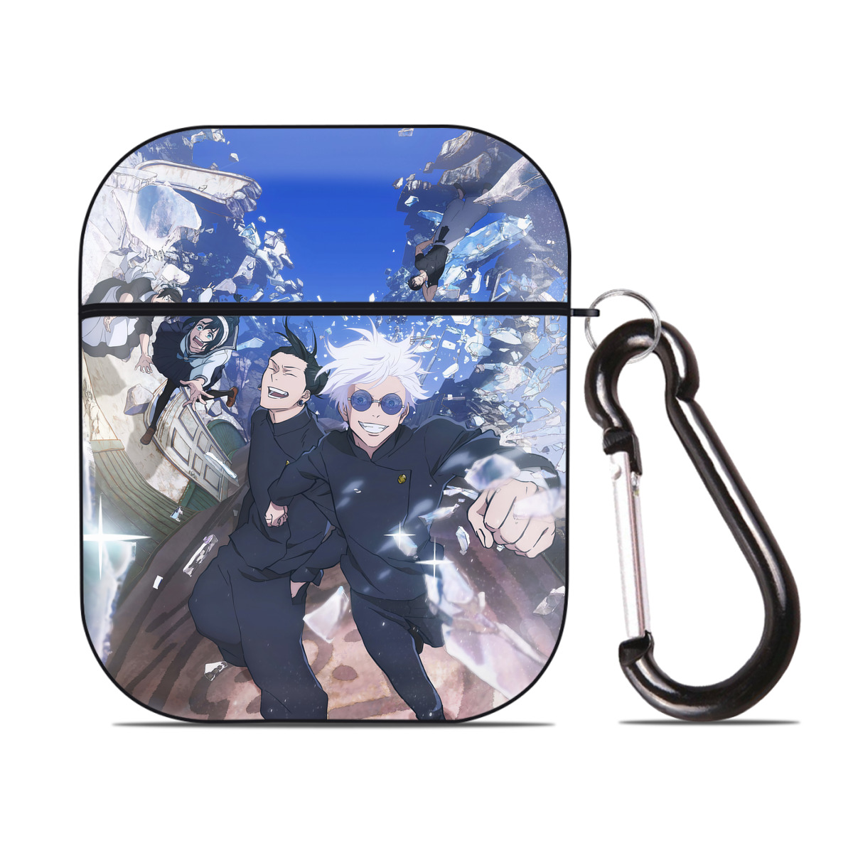（画像用） 呪術廻戦 Jujutsu Kaisen AirPods 第2世代保護ケース ハードシェル ブラック 耐衝撃・防指紋・カラビナ付き