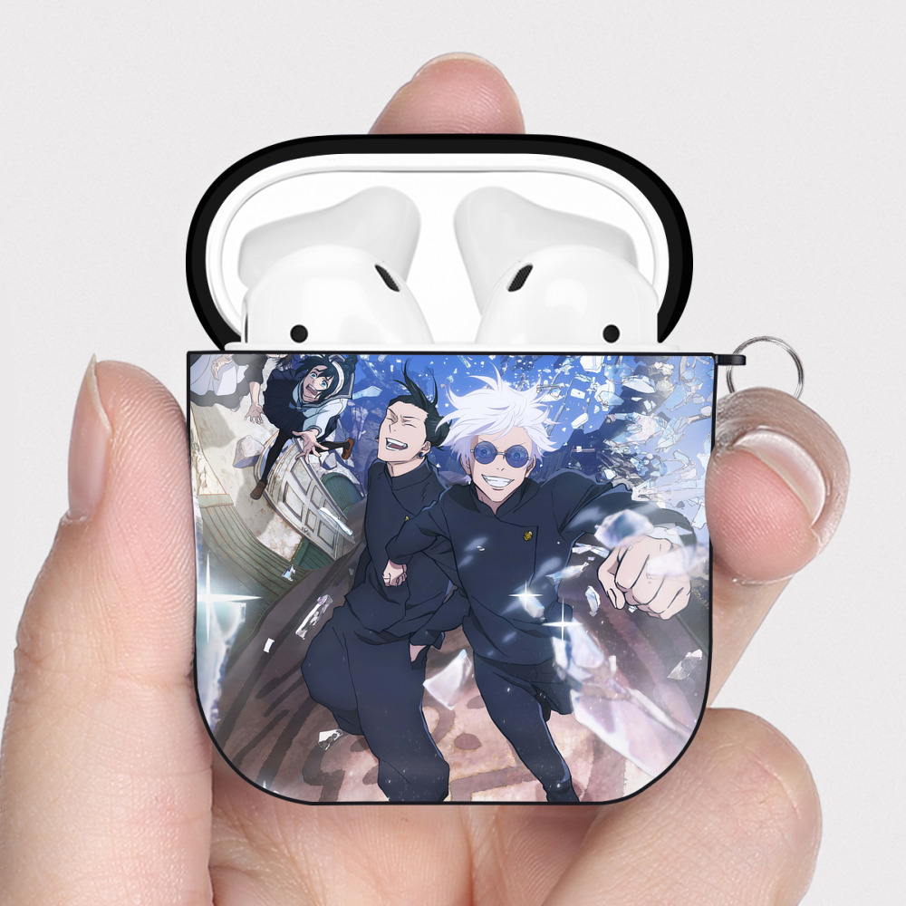 （画像用） 呪術廻戦 Jujutsu Kaisen AirPods 第2世代保護ケース ハードシェル ブラック 耐衝撃・防指紋・カラビナ付き