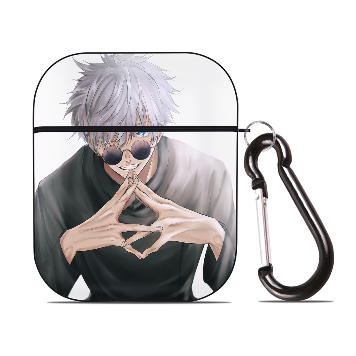 （画像用） 呪術廻戦 Jujutsu Kaisen AirPods 第2世代保護ケース ハードシェル ブラック 耐衝撃・防指紋・カラビナ付き