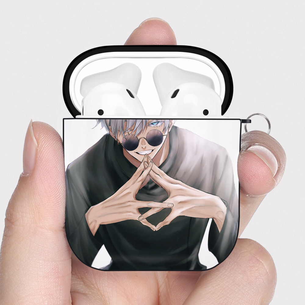 （画像用） 呪術廻戦 Jujutsu Kaisen AirPods 第2世代保護ケース ハードシェル ブラック 耐衝撃・防指紋・カラビナ付き