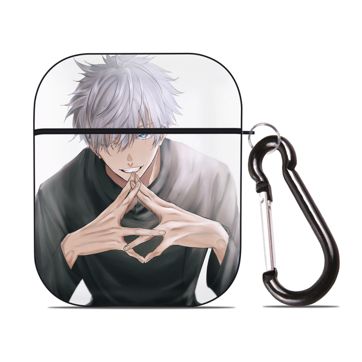 （画像用） 呪術廻戦 Jujutsu Kaisen AirPods 第2世代保護ケース ハードシェル ブラック 耐衝撃・防指紋・カラビナ付き