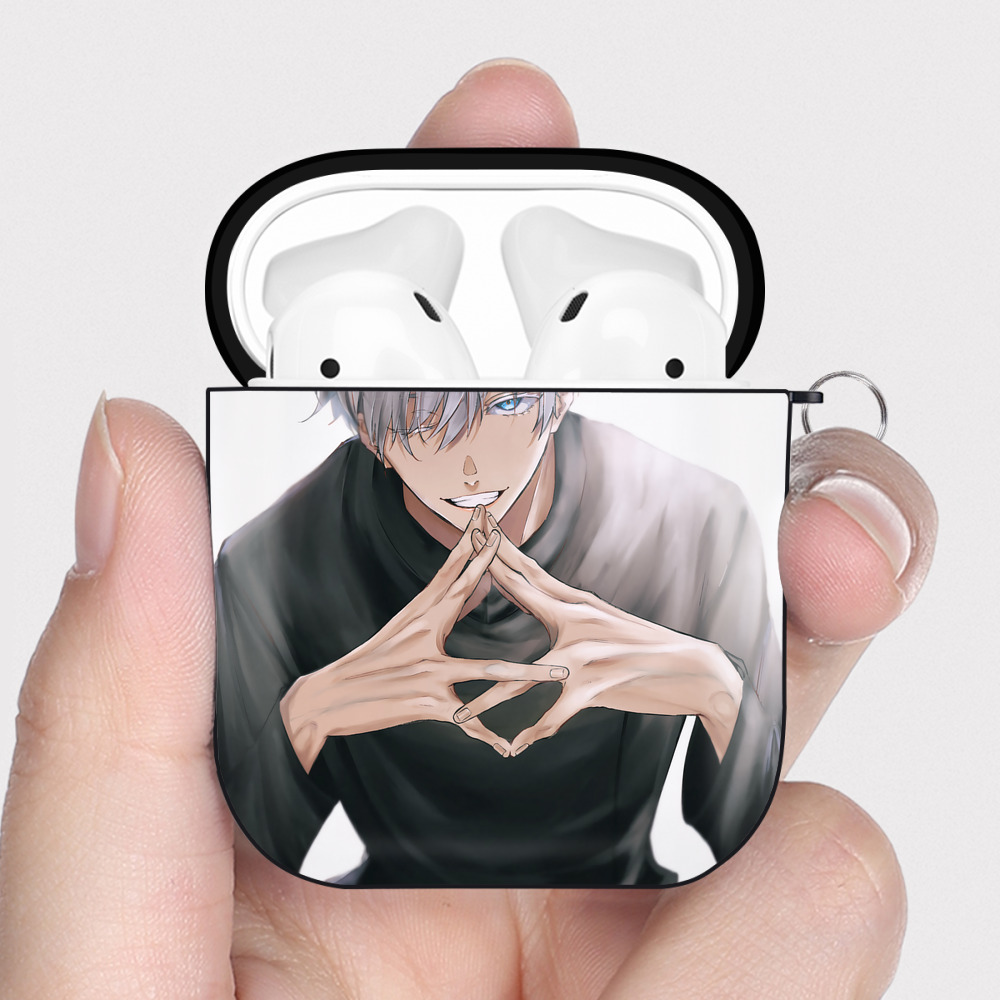 （画像用） 呪術廻戦 Jujutsu Kaisen AirPods 第2世代保護ケース ハードシェル ブラック 耐衝撃・防指紋・カラビナ付き