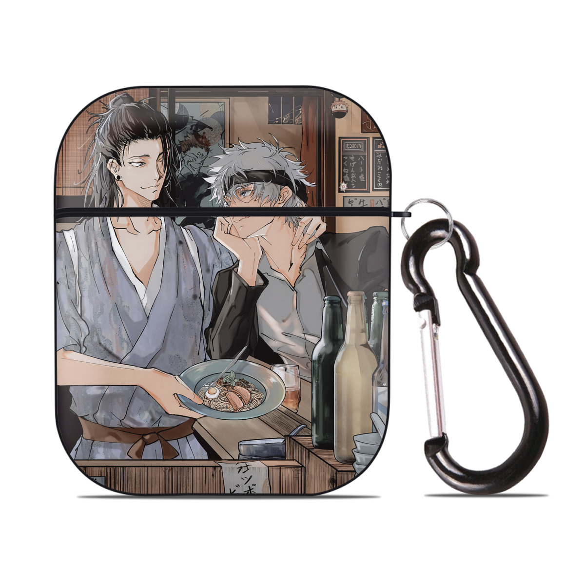 （画像用） 呪術廻戦 Jujutsu Kaisen AirPods 第2世代保護ケース ハードシェル ブラック 耐衝撃・防指紋・カラビナ付き