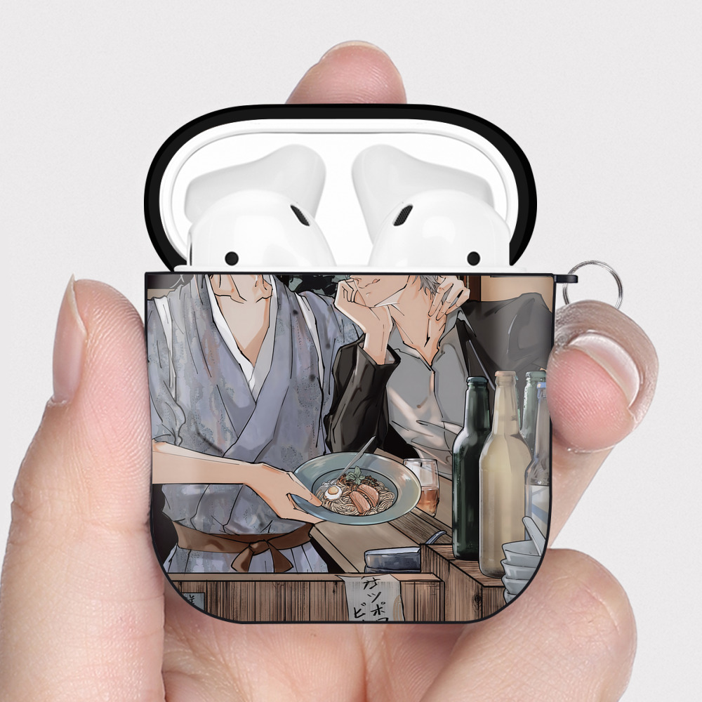 （画像用） 呪術廻戦 Jujutsu Kaisen AirPods 第2世代保護ケース ハードシェル ブラック 耐衝撃・防指紋・カラビナ付き