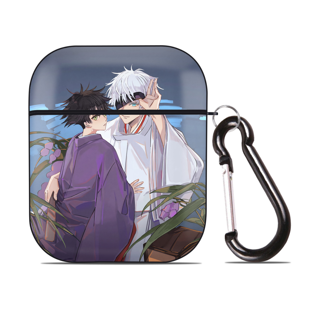 （画像用） 呪術廻戦 Jujutsu Kaisen AirPods 第2世代保護ケース ハードシェル ブラック 耐衝撃・防指紋・カラビナ付き
