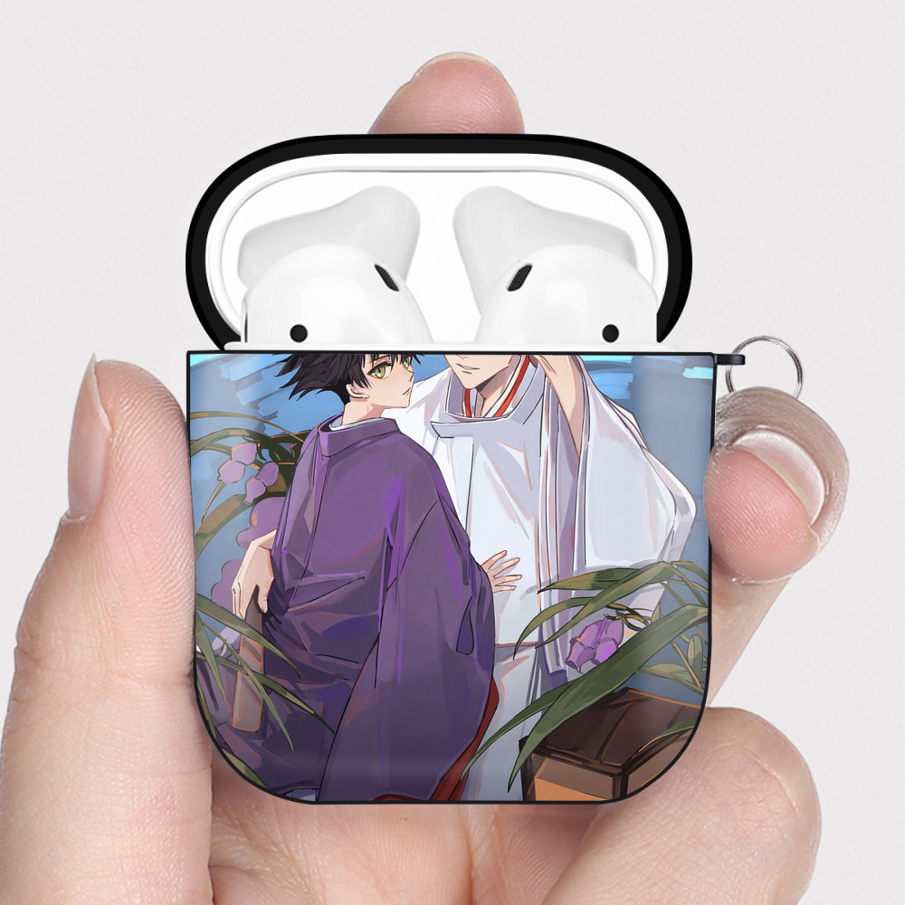（画像用） 呪術廻戦 Jujutsu Kaisen AirPods 第2世代保護ケース ハードシェル ブラック 耐衝撃・防指紋・カラビナ付き