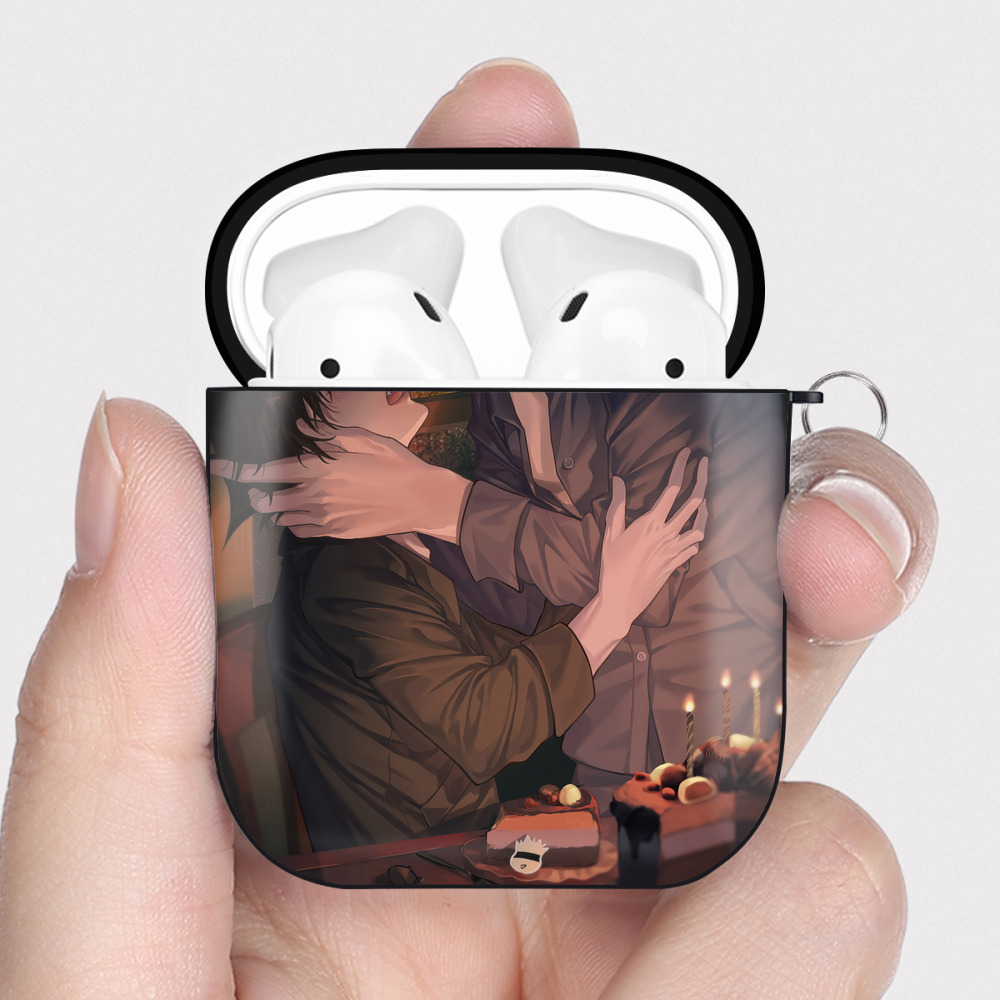 （画像用） 呪術廻戦 Jujutsu Kaisen AirPods 第2世代保護ケース ハードシェル ブラック 耐衝撃・防指紋・カラビナ付き