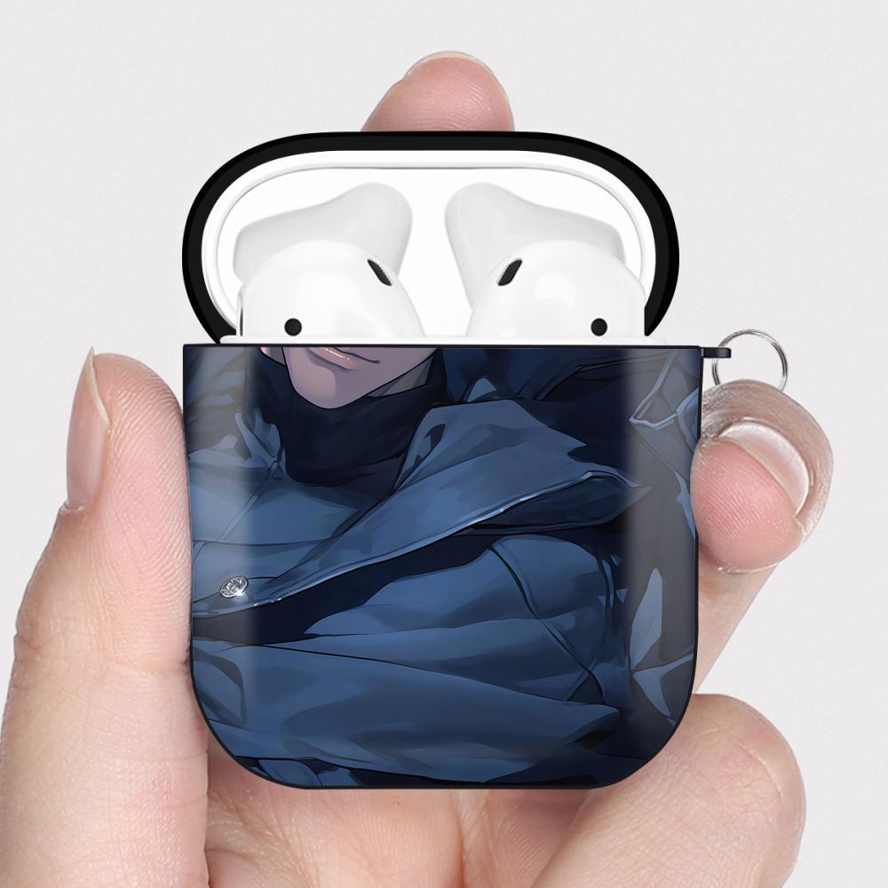 （画像用） 呪術廻戦 Jujutsu Kaisen AirPods 第2世代保護ケース ハードシェル ブラック 耐衝撃・防指紋・カラビナ付き