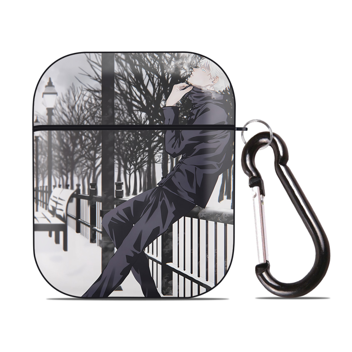 （画像用） 呪術廻戦 Jujutsu Kaisen AirPods 第2世代保護ケース ハードシェル ブラック 耐衝撃・防指紋・カラビナ付き