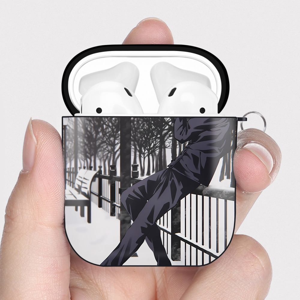 （画像用） 呪術廻戦 Jujutsu Kaisen AirPods 第2世代保護ケース ハードシェル ブラック 耐衝撃・防指紋・カラビナ付き