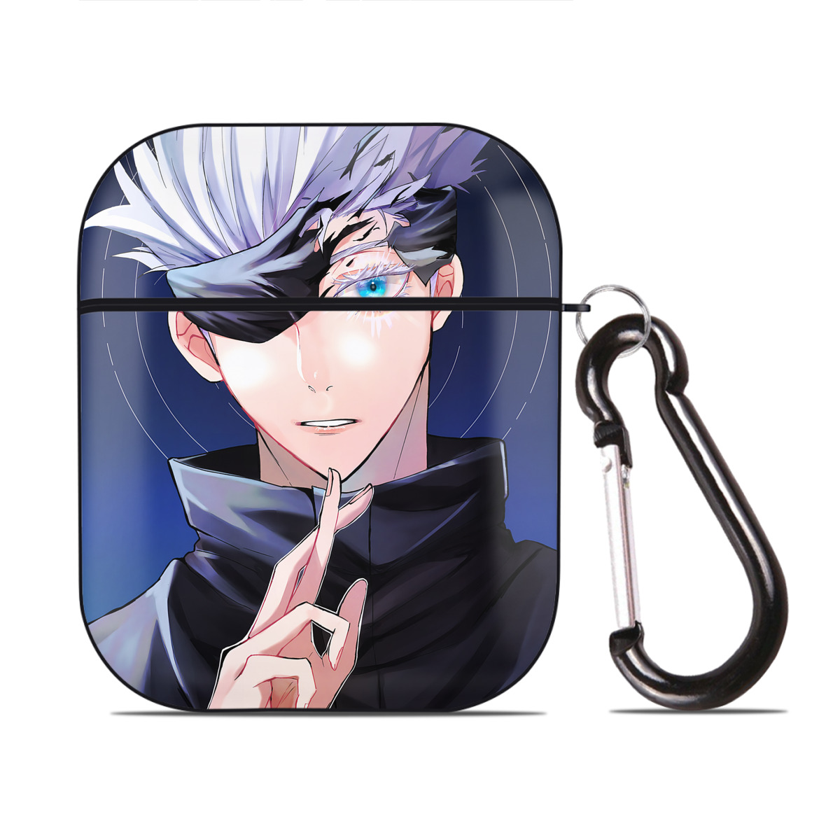 （画像用） 呪術廻戦 Jujutsu Kaisen AirPods 第2世代保護ケース ハードシェル ブラック 耐衝撃・防指紋・カラビナ付き