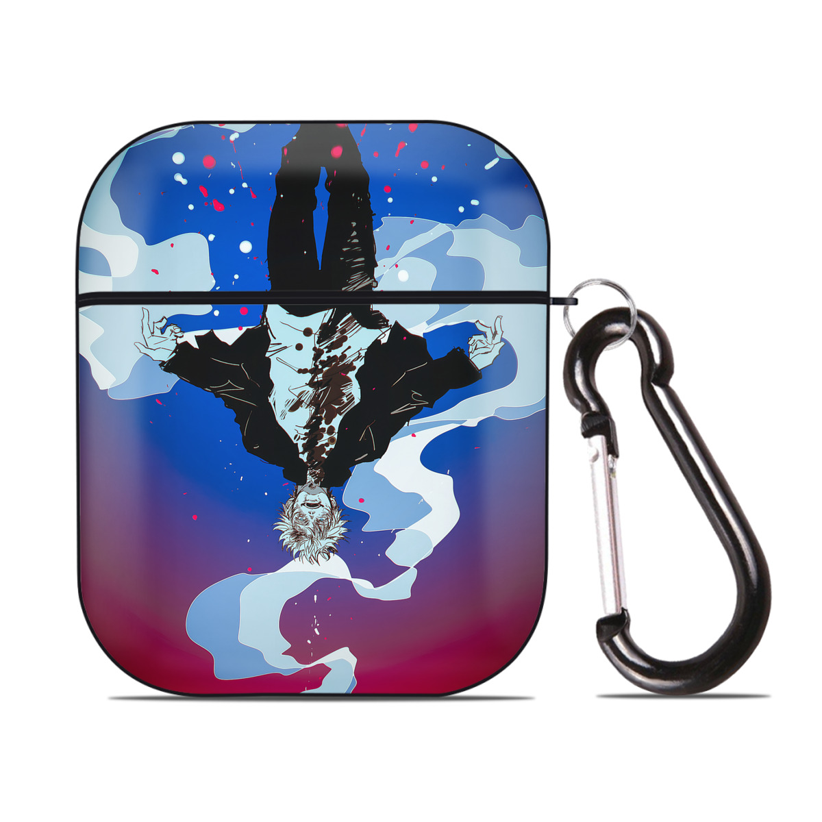 （画像用） 呪術廻戦 Jujutsu Kaisen AirPods 第2世代保護ケース ハードシェル ブラック 耐衝撃・防指紋・カラビナ付き