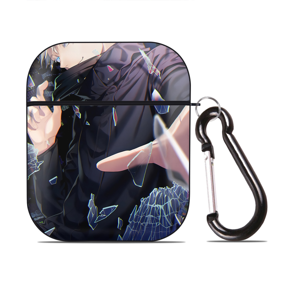 （画像用） 呪術廻戦 Jujutsu Kaisen AirPods 第2世代保護ケース ハードシェル ブラック 耐衝撃・防指紋・カラビナ付き