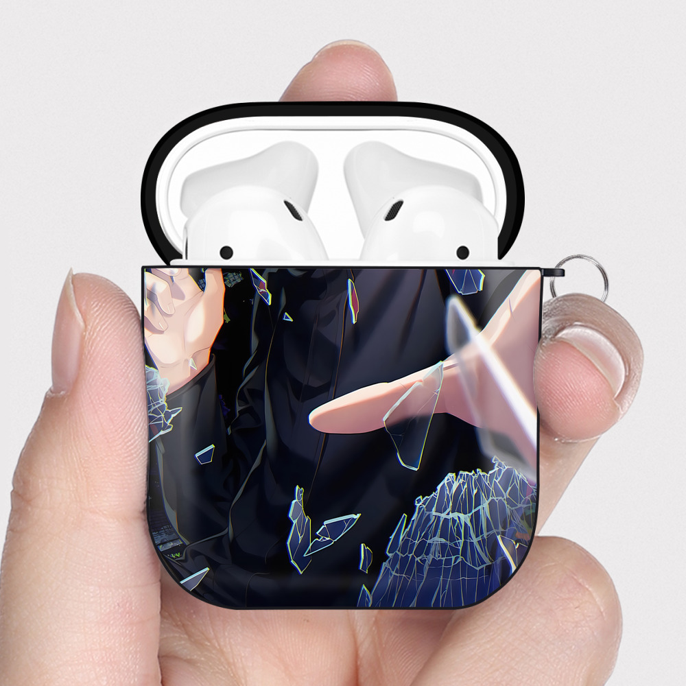 （画像用） 呪術廻戦 Jujutsu Kaisen AirPods 第2世代保護ケース ハードシェル ブラック 耐衝撃・防指紋・カラビナ付き