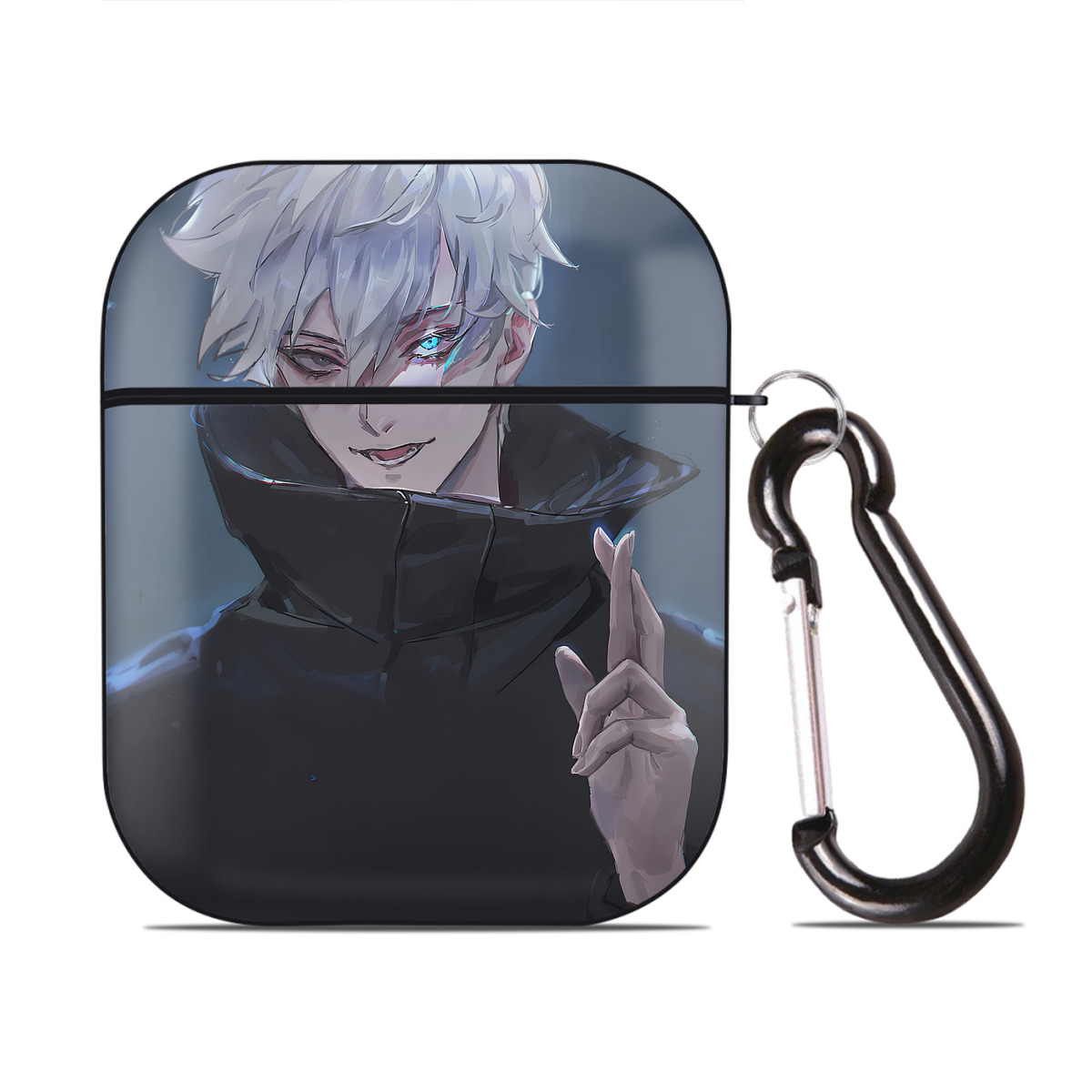 （画像用） 呪術廻戦 Jujutsu Kaisen AirPods 第2世代保護ケース ハードシェル ブラック 耐衝撃・防指紋・カラビナ付き
