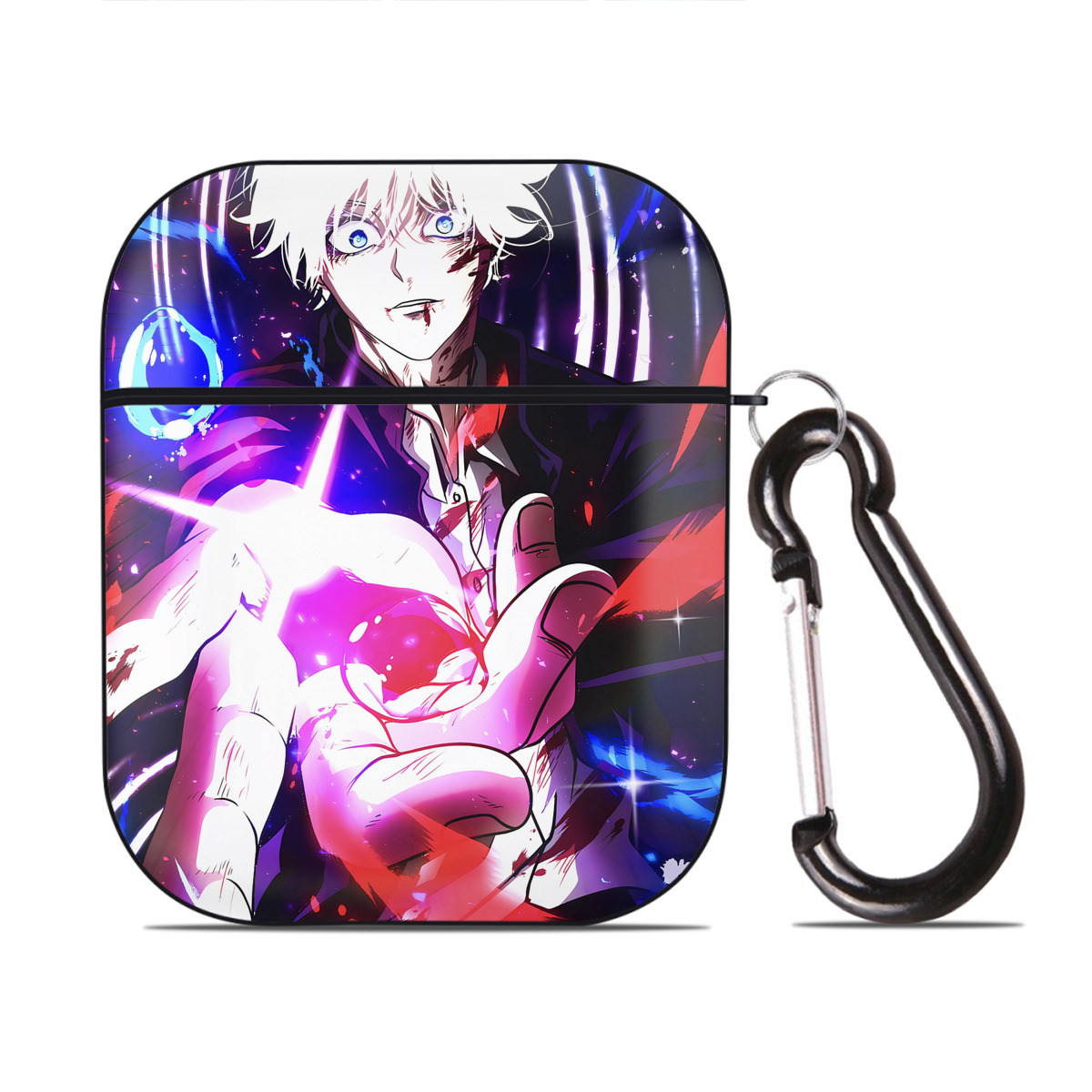 （画像用） 呪術廻戦 Jujutsu Kaisen AirPods 第2世代保護ケース ハードシェル ブラック 耐衝撃・防指紋・カラビナ付き