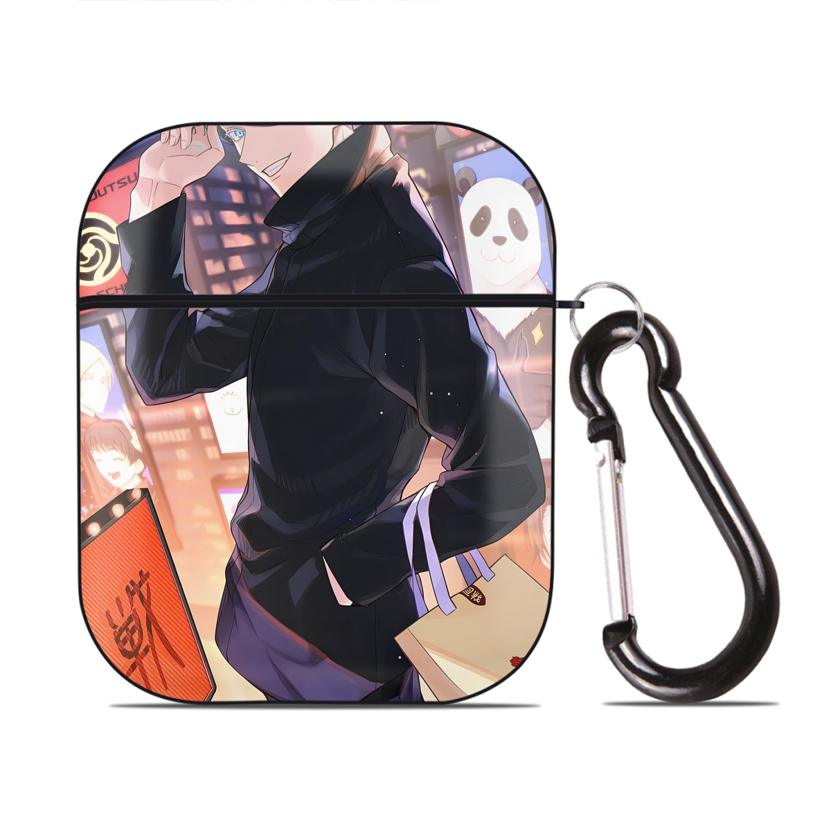 （画像用） 呪術廻戦 Jujutsu Kaisen AirPods 第2世代保護ケース ハードシェル ブラック 耐衝撃・防指紋・カラビナ付き