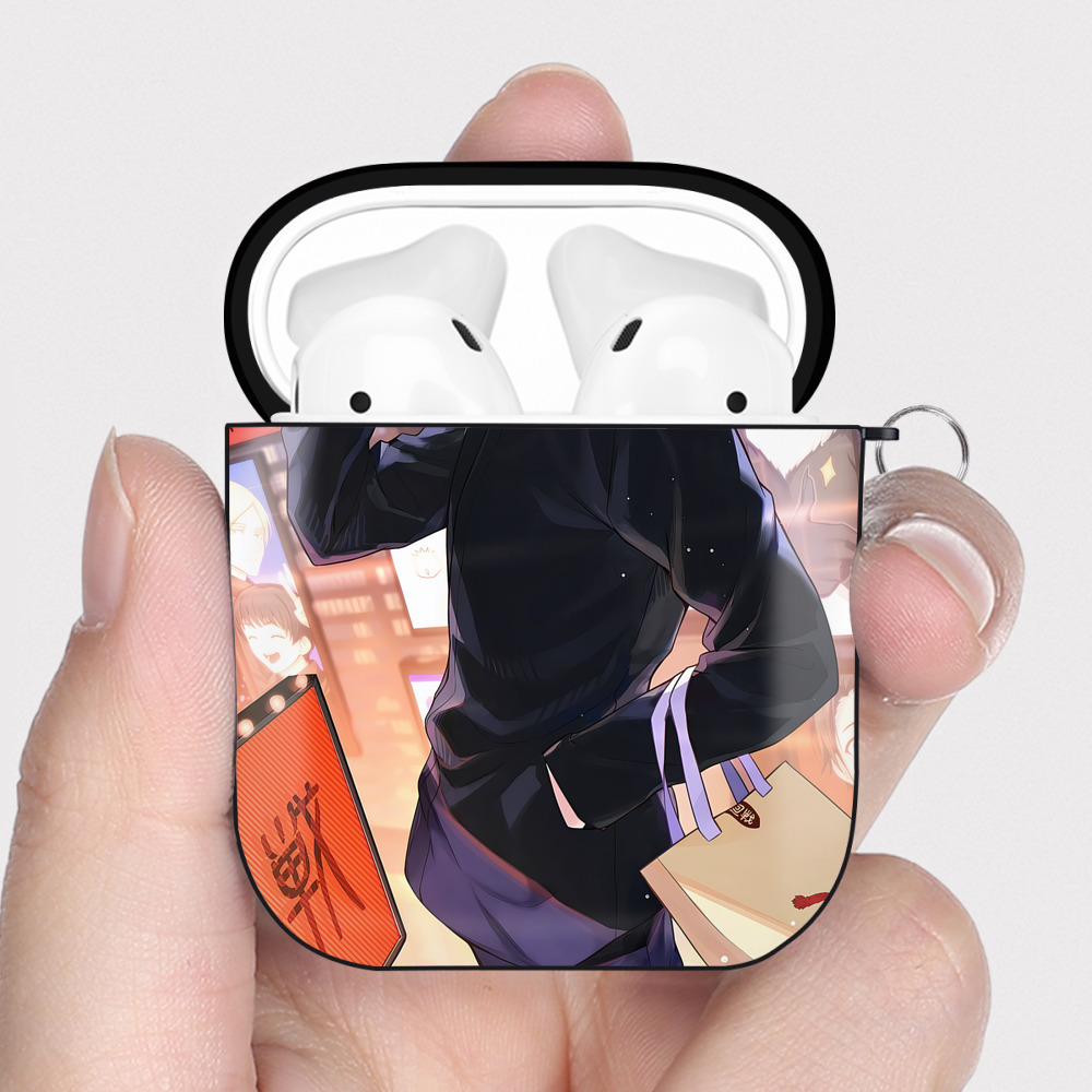 （画像用） 呪術廻戦 Jujutsu Kaisen AirPods 第2世代保護ケース ハードシェル ブラック 耐衝撃・防指紋・カラビナ付き