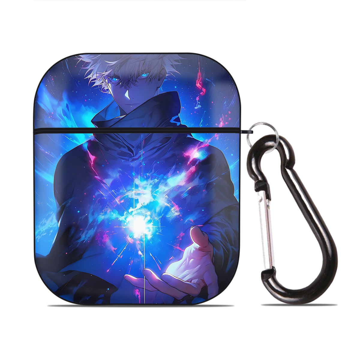 （画像用） 呪術廻戦 Jujutsu Kaisen AirPods 第2世代保護ケース ハードシェル ブラック 耐衝撃・防指紋・カラビナ付き