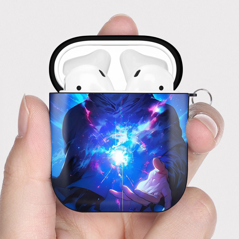 （画像用） 呪術廻戦 Jujutsu Kaisen AirPods 第2世代保護ケース ハードシェル ブラック 耐衝撃・防指紋・カラビナ付き