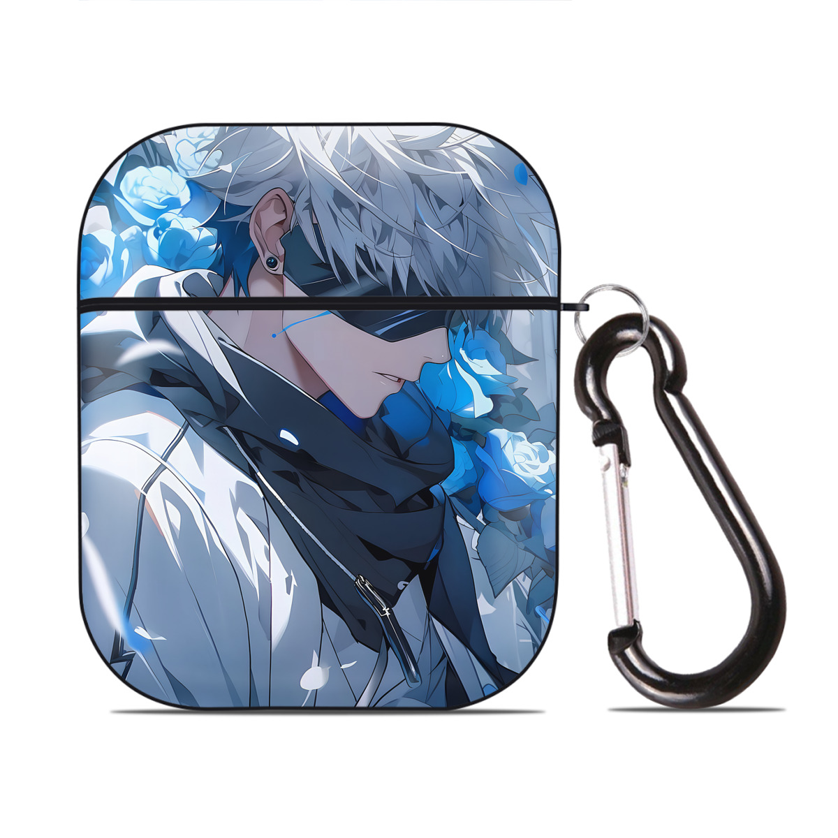 （画像用） 呪術廻戦 Jujutsu Kaisen AirPods 第2世代保護ケース ハードシェル ブラック 耐衝撃・防指紋・カラビナ付き