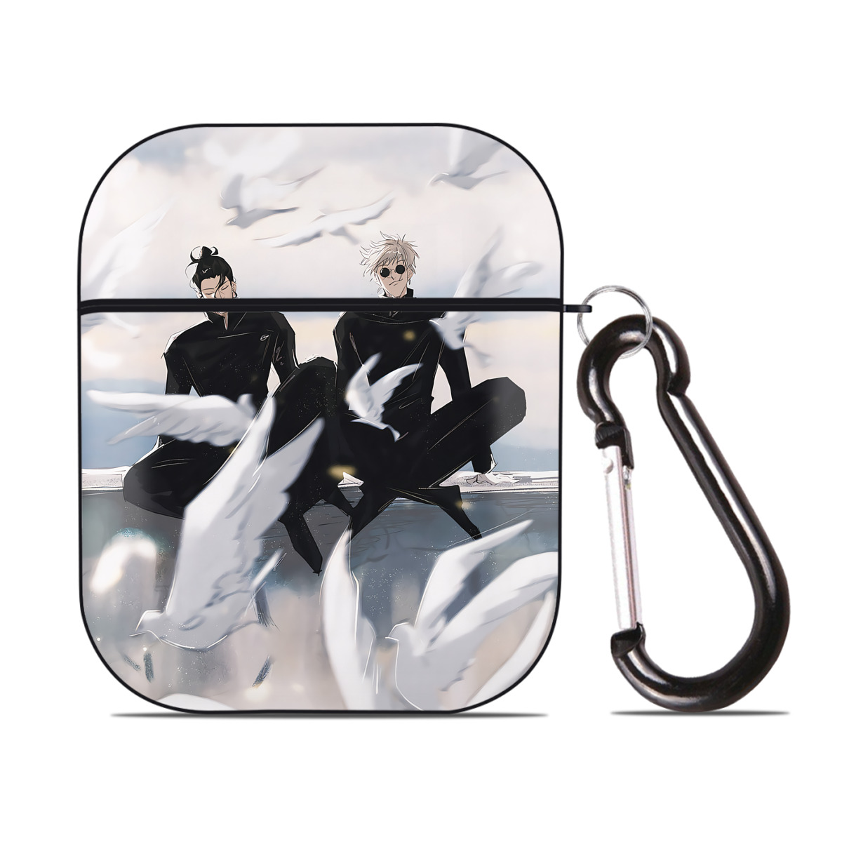 （画像用） 呪術廻戦 Jujutsu Kaisen AirPods 第2世代保護ケース ハードシェル ブラック 耐衝撃・防指紋・カラビナ付き