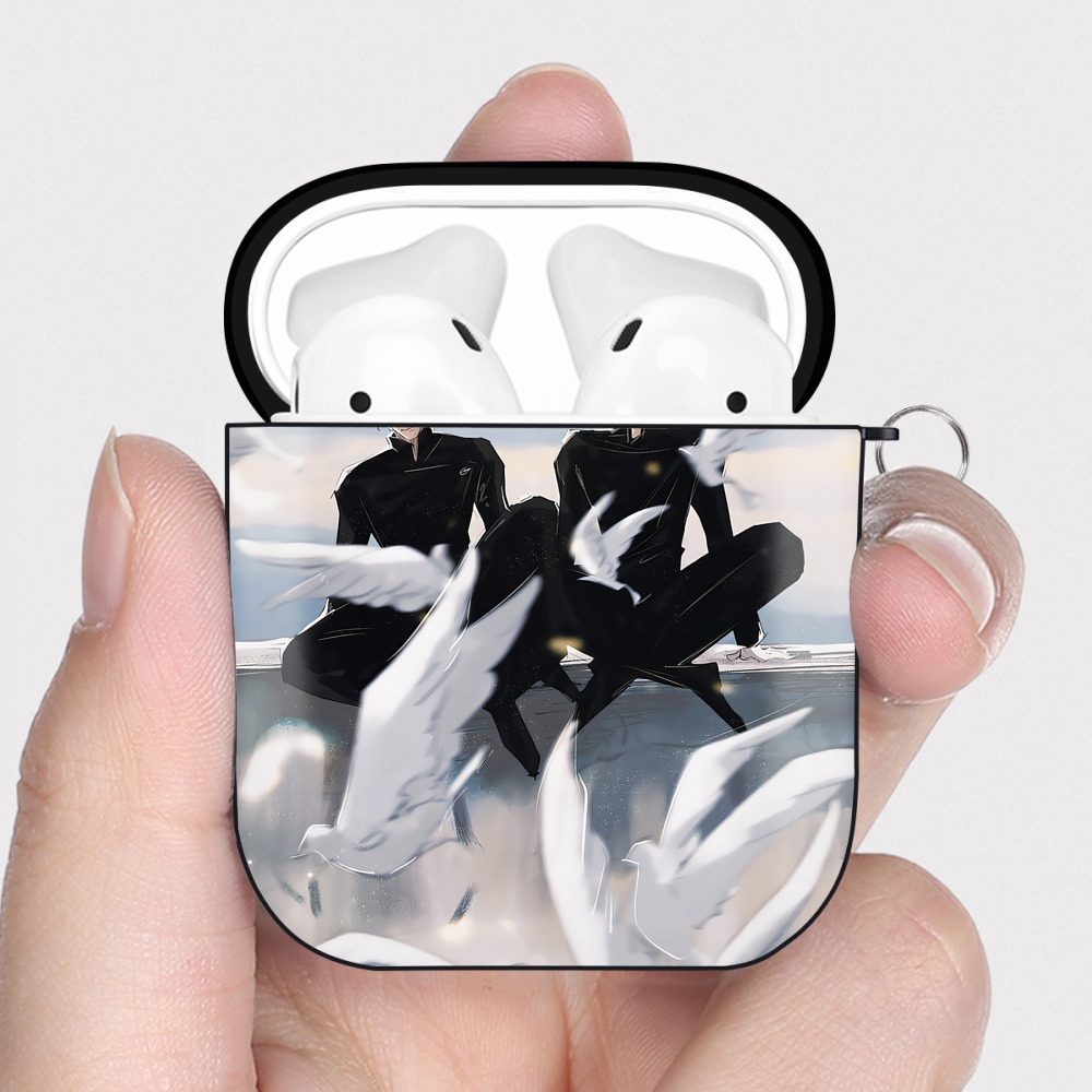 （画像用） 呪術廻戦 Jujutsu Kaisen AirPods 第2世代保護ケース ハードシェル ブラック 耐衝撃・防指紋・カラビナ付き