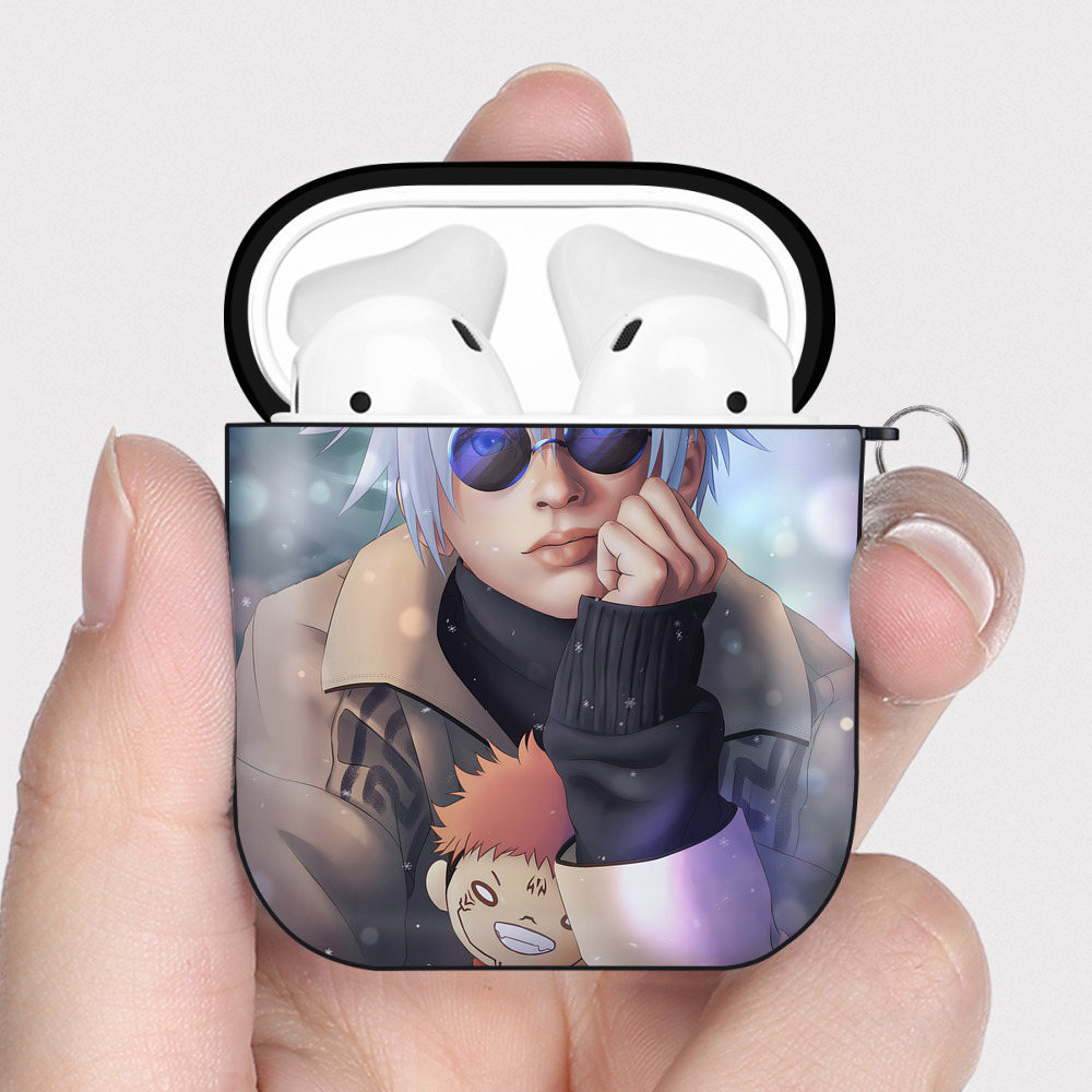 （画像用） 呪術廻戦 Jujutsu Kaisen AirPods 第2世代保護ケース ハードシェル ブラック 耐衝撃・防指紋・カラビナ付き