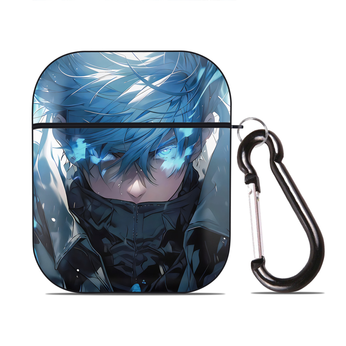 （画像用） 呪術廻戦 Jujutsu Kaisen AirPods 第2世代保護ケース ハードシェル ブラック 耐衝撃・防指紋・カラビナ付き