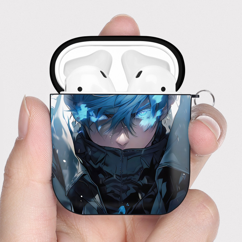 （画像用） 呪術廻戦 Jujutsu Kaisen AirPods 第2世代保護ケース ハードシェル ブラック 耐衝撃・防指紋・カラビナ付き