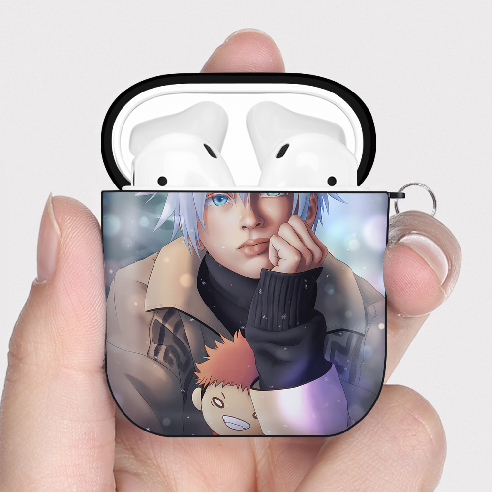 （画像用） 呪術廻戦 Jujutsu Kaisen AirPods 第2世代保護ケース ハードシェル ブラック 耐衝撃・防指紋・カラビナ付き