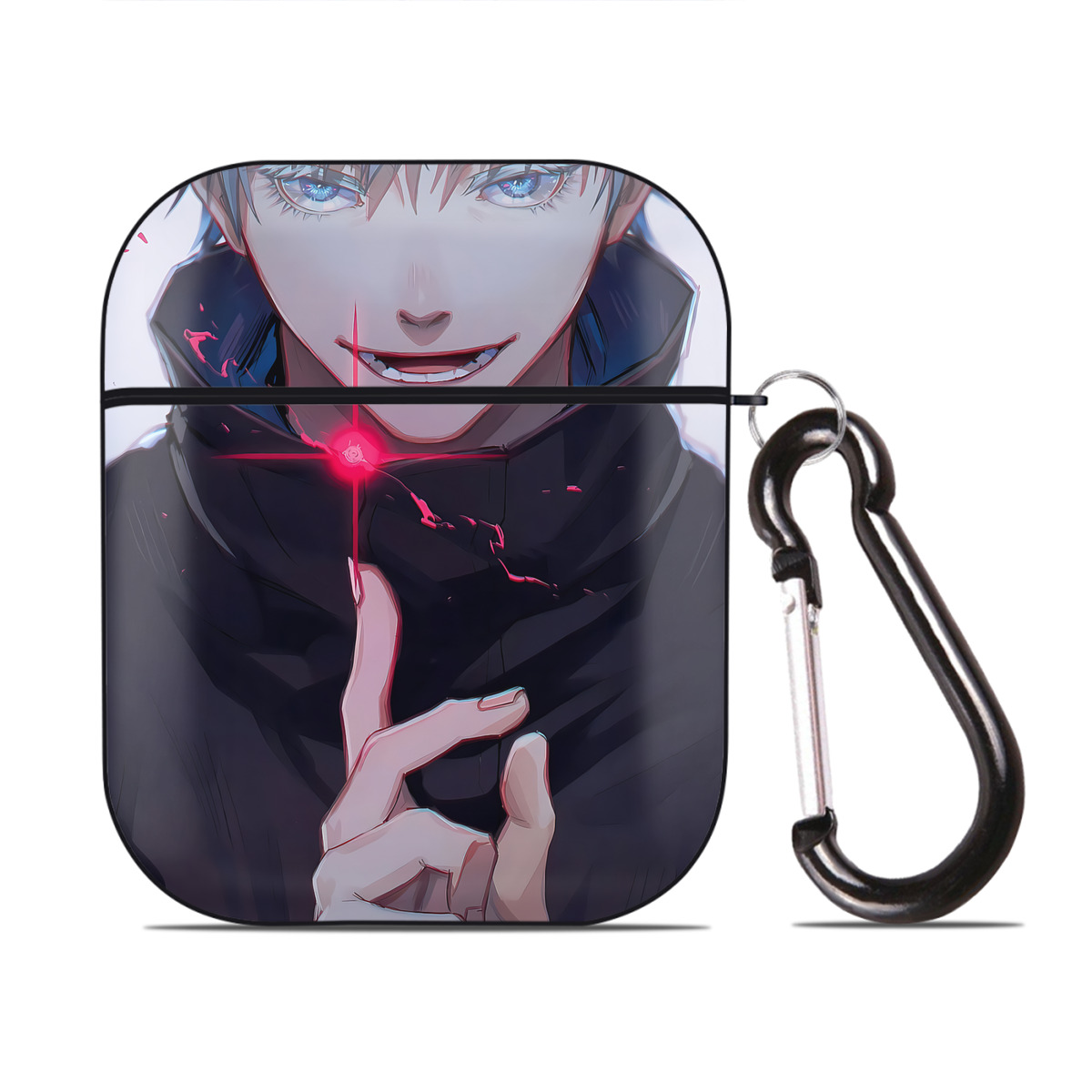 （画像用） 呪術廻戦 Jujutsu Kaisen AirPods 第2世代保護ケース ハードシェル ブラック 耐衝撃・防指紋・カラビナ付き