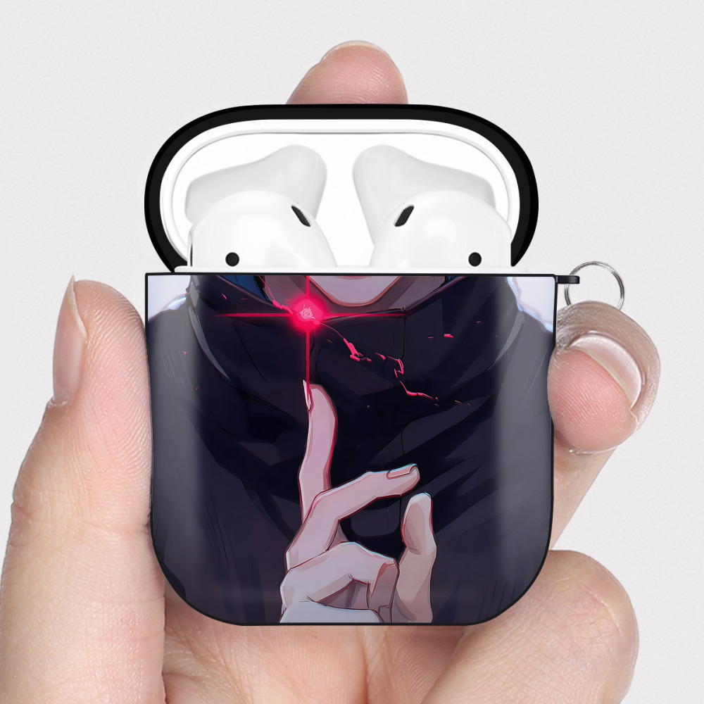 （画像用） 呪術廻戦 Jujutsu Kaisen AirPods 第2世代保護ケース ハードシェル ブラック 耐衝撃・防指紋・カラビナ付き