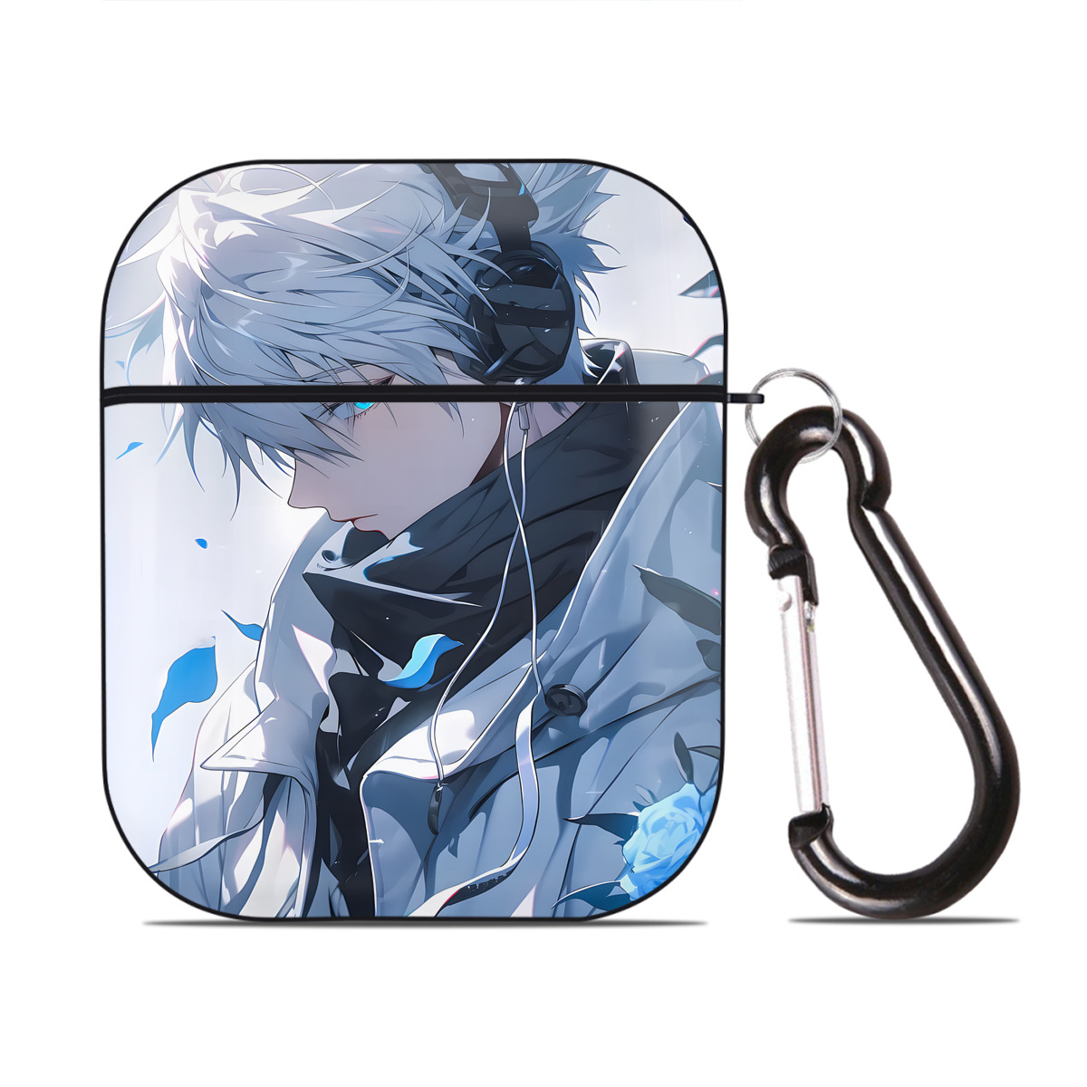 （画像用） 呪術廻戦 Jujutsu Kaisen AirPods 第2世代保護ケース ハードシェル ブラック 耐衝撃・防指紋・カラビナ付き