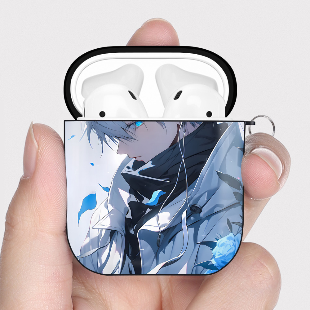 （画像用） 呪術廻戦 Jujutsu Kaisen AirPods 第2世代保護ケース ハードシェル ブラック 耐衝撃・防指紋・カラビナ付き
