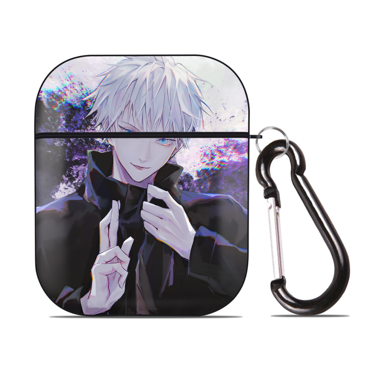 （画像用） 呪術廻戦 Jujutsu Kaisen AirPods 第2世代保護ケース ハードシェル ブラック 耐衝撃・防指紋・カラビナ付き